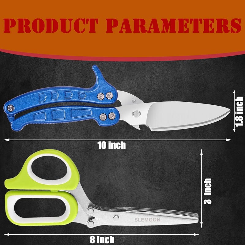 SLEMOON Heavy Duty Poultry Shears Kitchen for Chicken Meat,Multipurpose Kitchen Shears for Food,Herb Scissors with 5 Blades and Cleaning Comb, Cool Kitchen Gadgets Tools 2024 Green,2pcs set,blue - Image 3